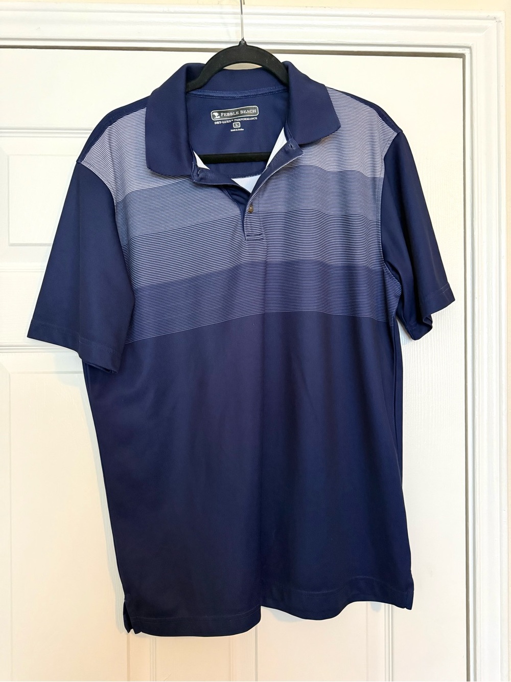 Pebble Beach Men's Navy Gradient Stripe Polo
